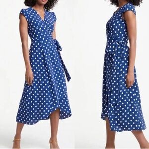 EUC Boden Antonia Blue Polka Dot Wrap Dress